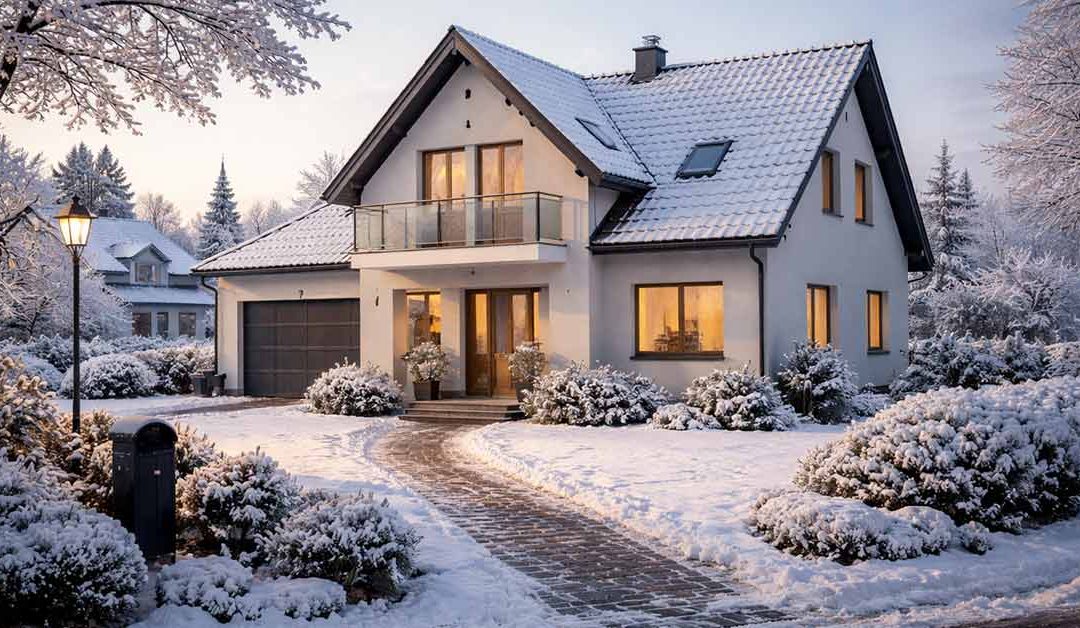 Ein Einfamilienhaus im Schnee als Symbolbild für den Immobilienverkauf im Winter | Immobilienverkauf